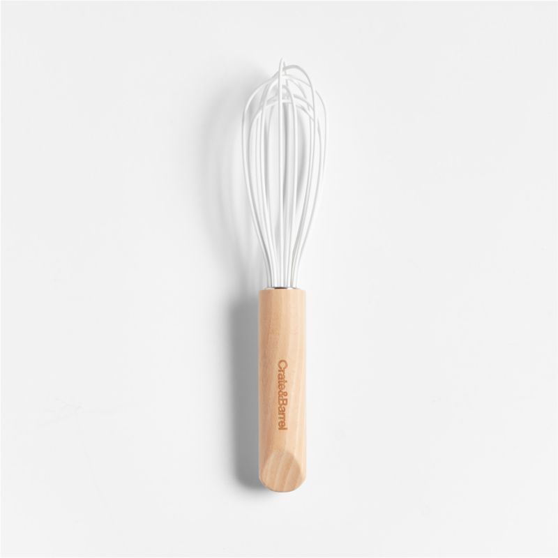 Crate & Barrel White Silicone and Wood 9.5" Whisk + Reviews | Crate & Barrel | Crate & Barrel