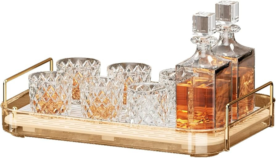 Whiskey Tray, Glass Cup Rack, Mug Holder, Coffee Cup Organizer, Bathroom Countertop Organizer Org... | Amazon (US)