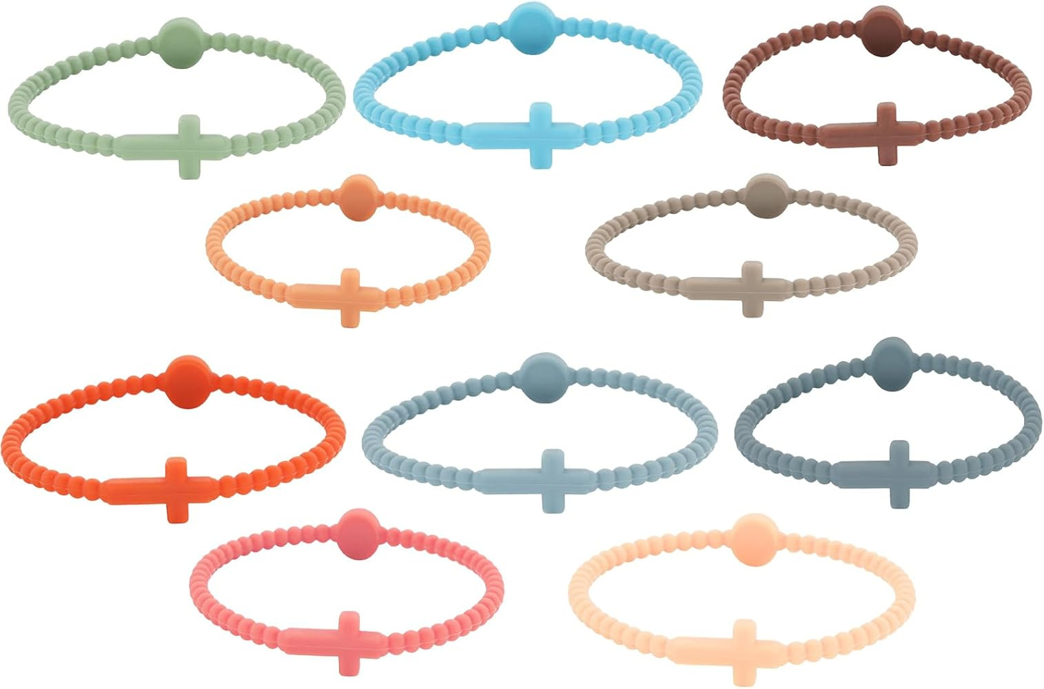 TIANLIN 10 Pcs Jesus Bracelets Silicone Cross Bracelets Colorful Rubber Bracelet Family Friend Co... | Amazon (US)