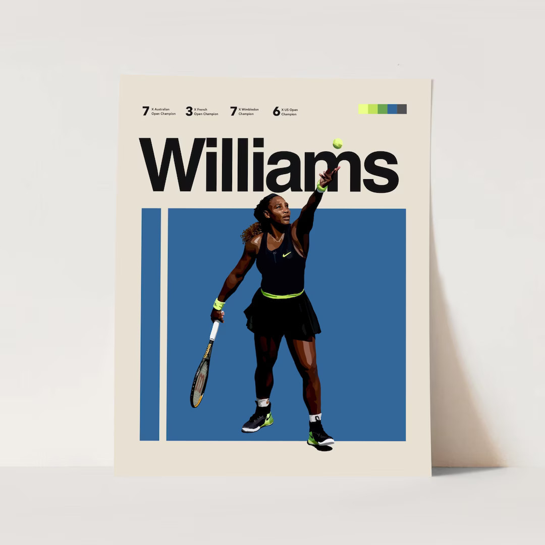 Serena Williams Inspired Poster Art 16x20 Minimalist, Helvetica, Mid-Century Modern, Tennis fans,... | Etsy (US)