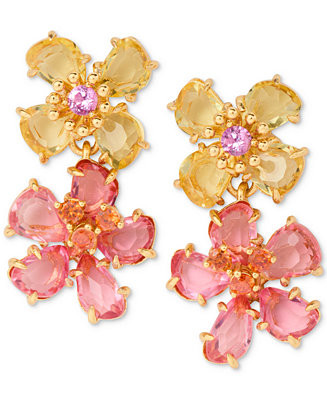 kate spade new york Gold-Tone Paradise Flower Double Drop Earrings - Macy's | Macy's