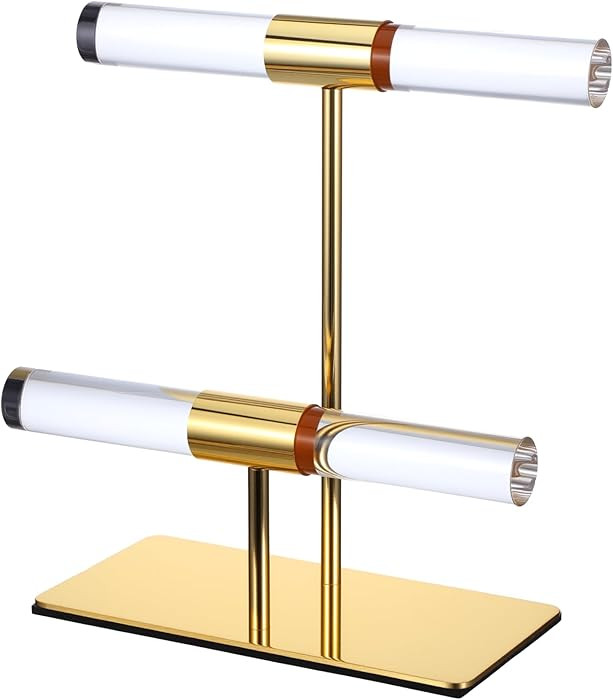 Limbeuuu Display Stand Acrylic Jewelry Towers - Stainless Steel Long Necklaces Stand 2-Tier Cryst... | Amazon (US)