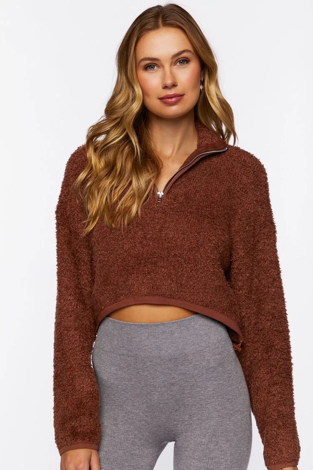Fuzzy Half-Zip Sweater | Forever 21 (US)