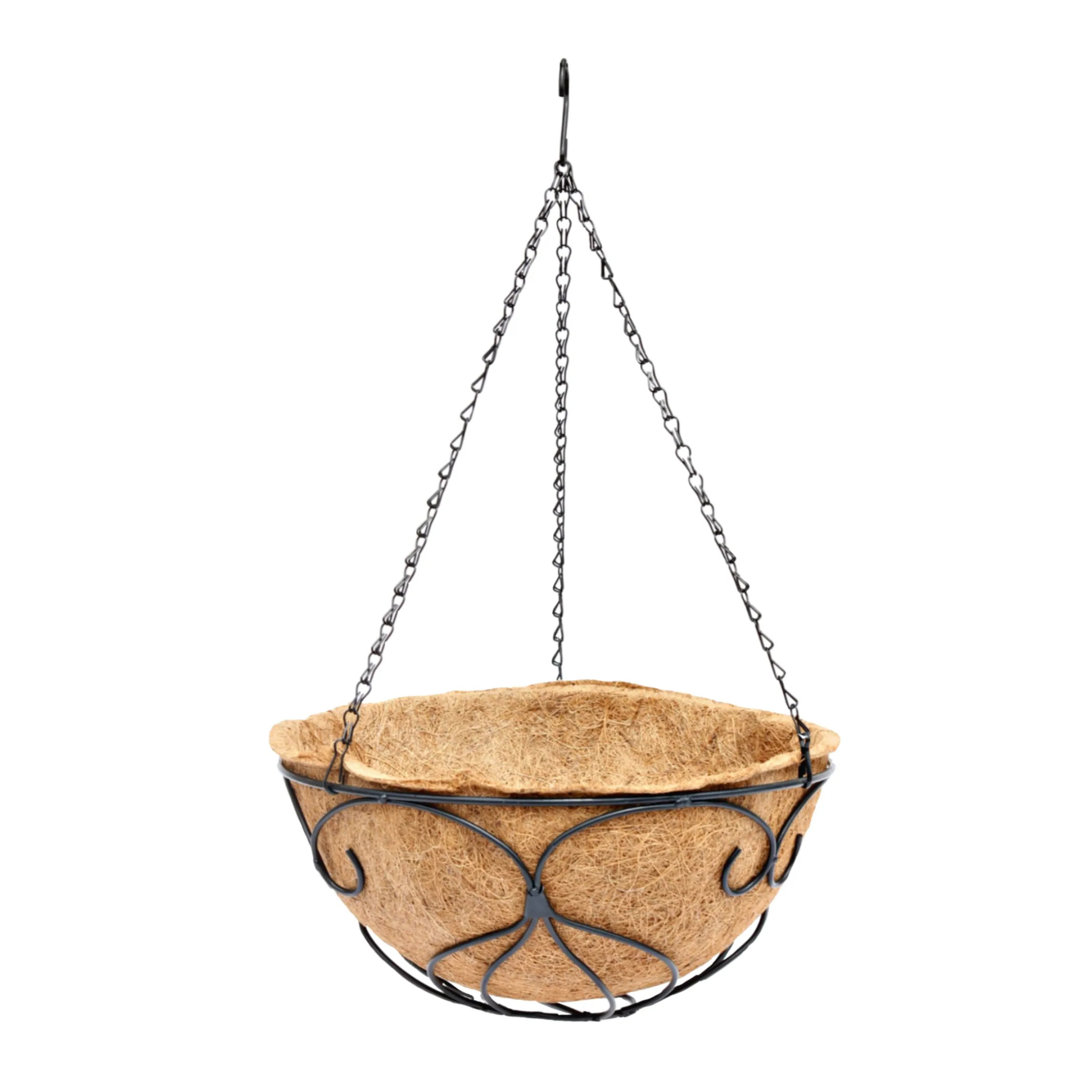 Style Selections 14-in x 6.25-in Black Metal Hanging Planter | Lowe's