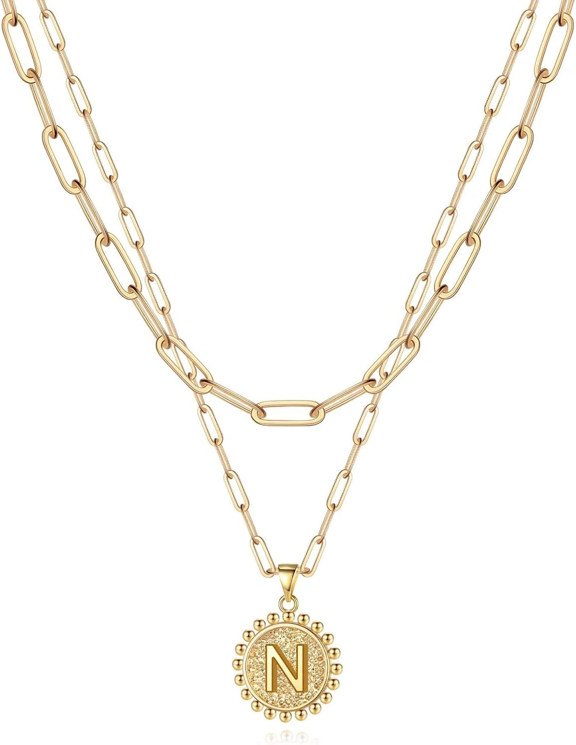 Yoosteel Gold Initial Necklaces for Women Girls, 14K Gold Plated Dainty Layering Paperclip Link C... | Amazon (US)