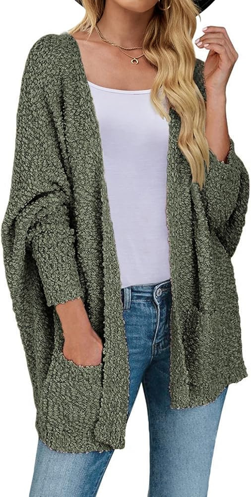 MEROKEETY Women's 2025 Winter Fuzzy Popcorn Batwing Sleeve Cardigan Knit Oversized Sherpa Sweater... | Amazon (US)