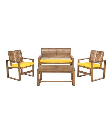 SAFAVIEH Ozark Yellow Wicker Four-Piece Seating Set | Zulily