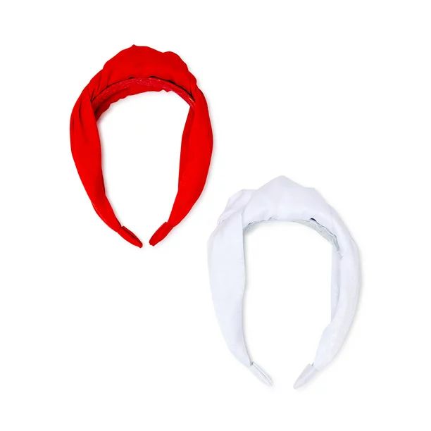 Time and Tru Women’s Knotted Headbands, 2-Pack, Red and White - Walmart.com | Walmart (US)