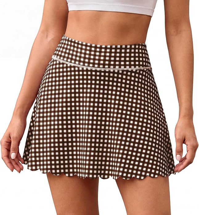 Womens Plaid Tennis Skirt High Waist Athletic Skort with Pocket | Amazon (US)