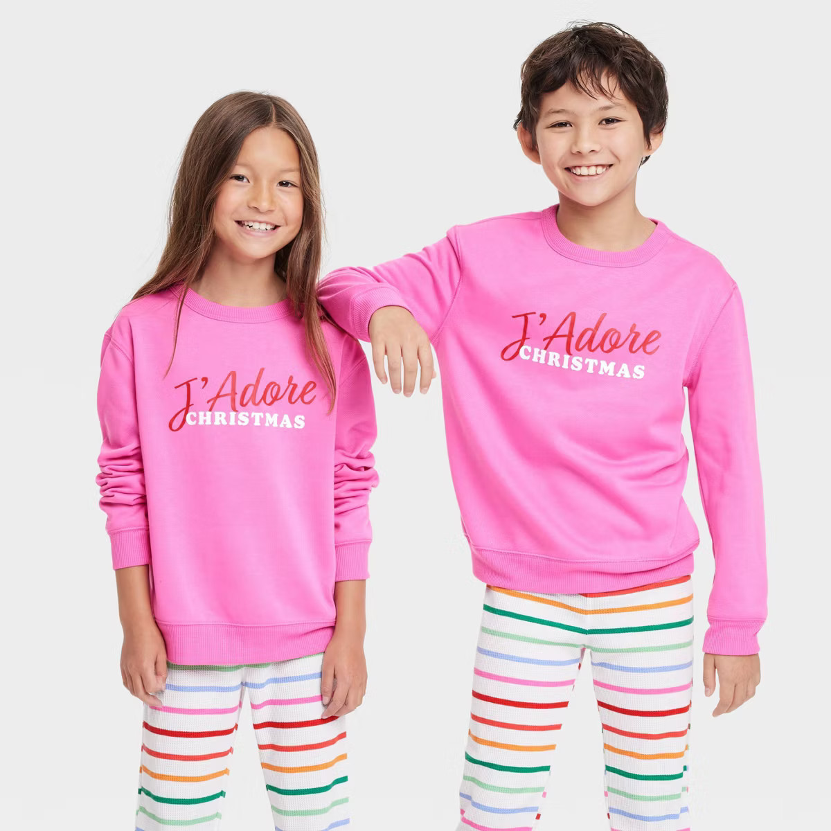 Kids' J'Adore Christmas Matching Family Sweatshirt - Wondershop™ Pink XS | Target