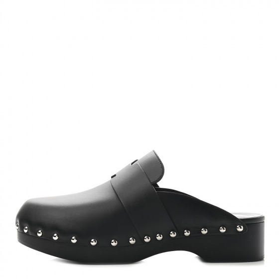 HERMES Calfskin Calya Mules 38 Black | FASHIONPHILE (US)