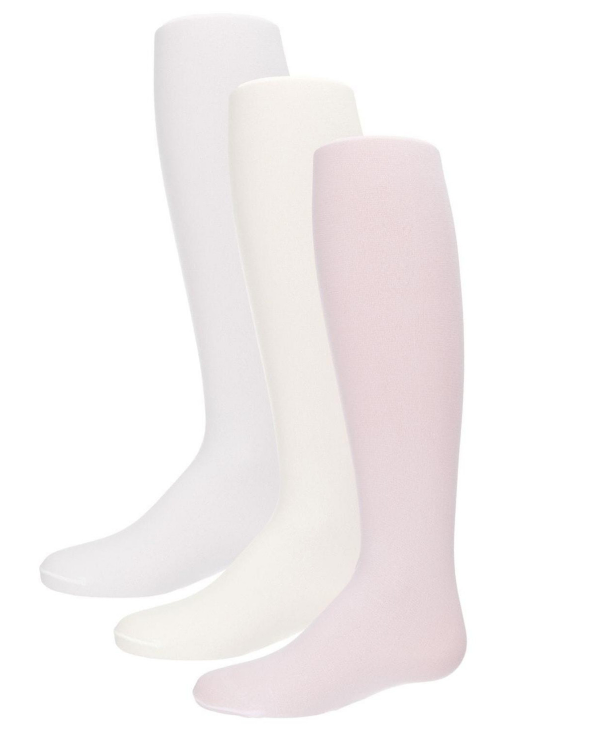 Memoi Girls 3 Pair Pack Essential Rhumba Opaque Tights - White-ivory-pink | Macy's