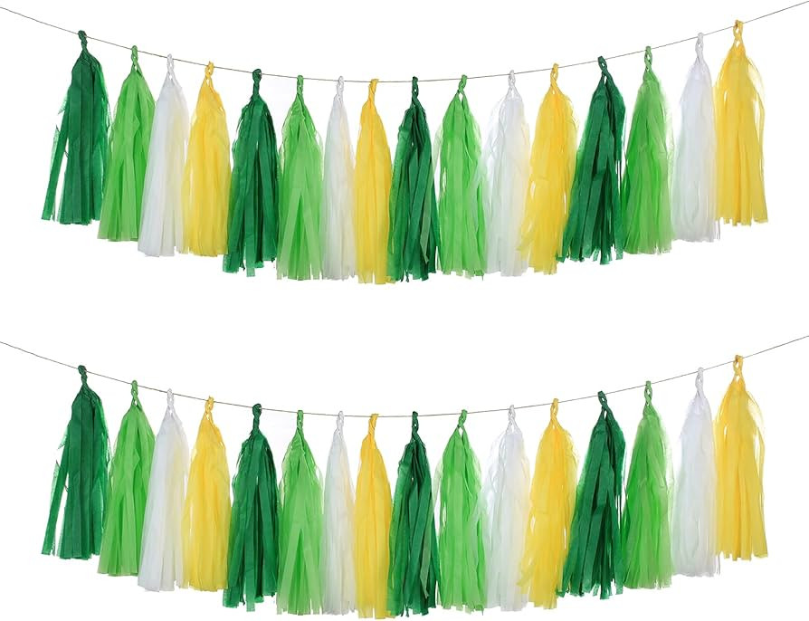 20PCS Yellow Green White Party Decorations Tissue Party Banner Garland for Bachelorette Engagemen... | Amazon (US)