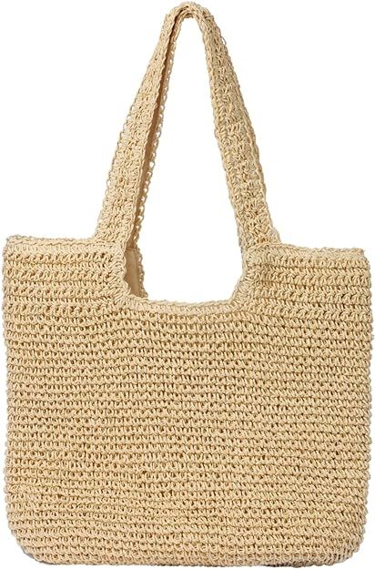 Beach Bags for Women - Summer Soft Large Woven Shoulder Purse Handbag, Beach Tote Straw Bag for S... | Amazon (US)