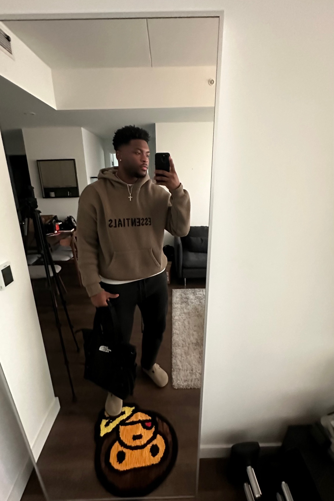 Essentials hoodie and sweats with Birkenstocks and north face tote bag! 

#LTKmens