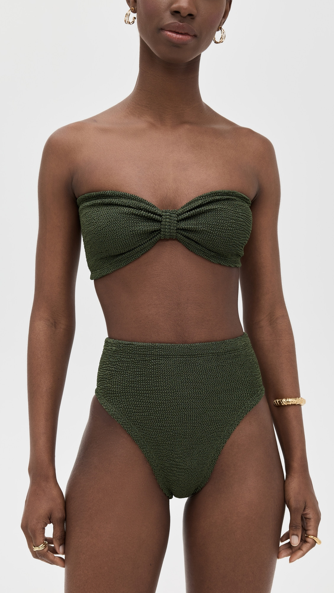 Hunza G Ruby Bikini Metallic Khaki One Size | Shopbop