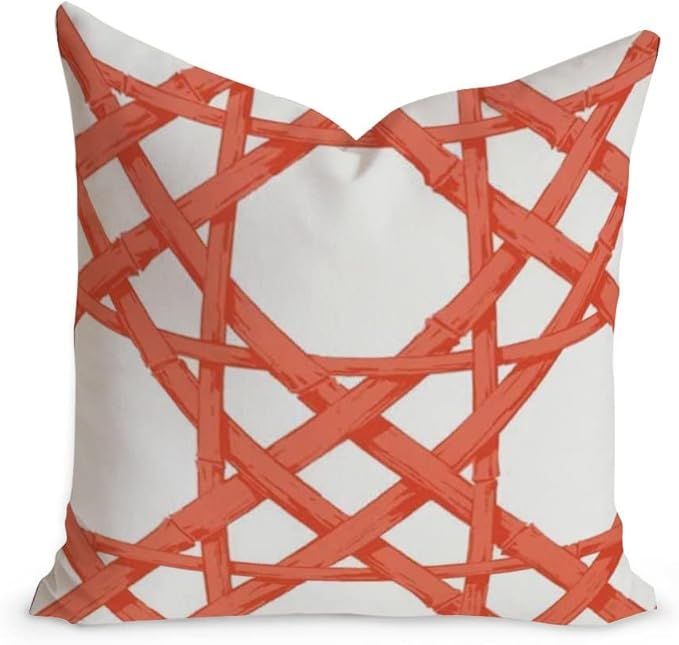 Sistger Thibaut Cyrus Cane Summer House Coral Cushion Cover Orange Geometric Pillow Home Decorati... | Amazon (US)