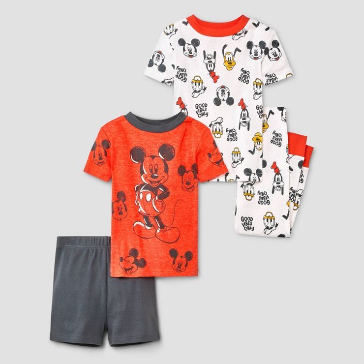 Toddler Boys' 4pc Mickey Mouse & Friends Snug Fit Pajama Set - Red | Target