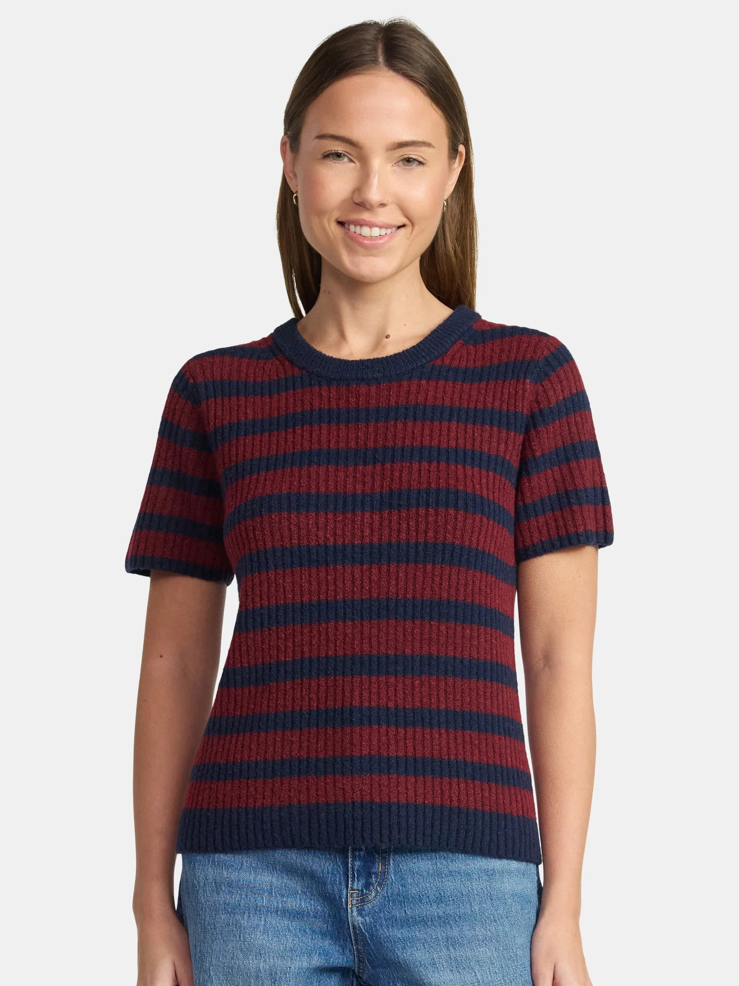 Time and Tru Women's Sweater Tee with Short Sleeves, Sizes XS-XXXL | Walmart (US)