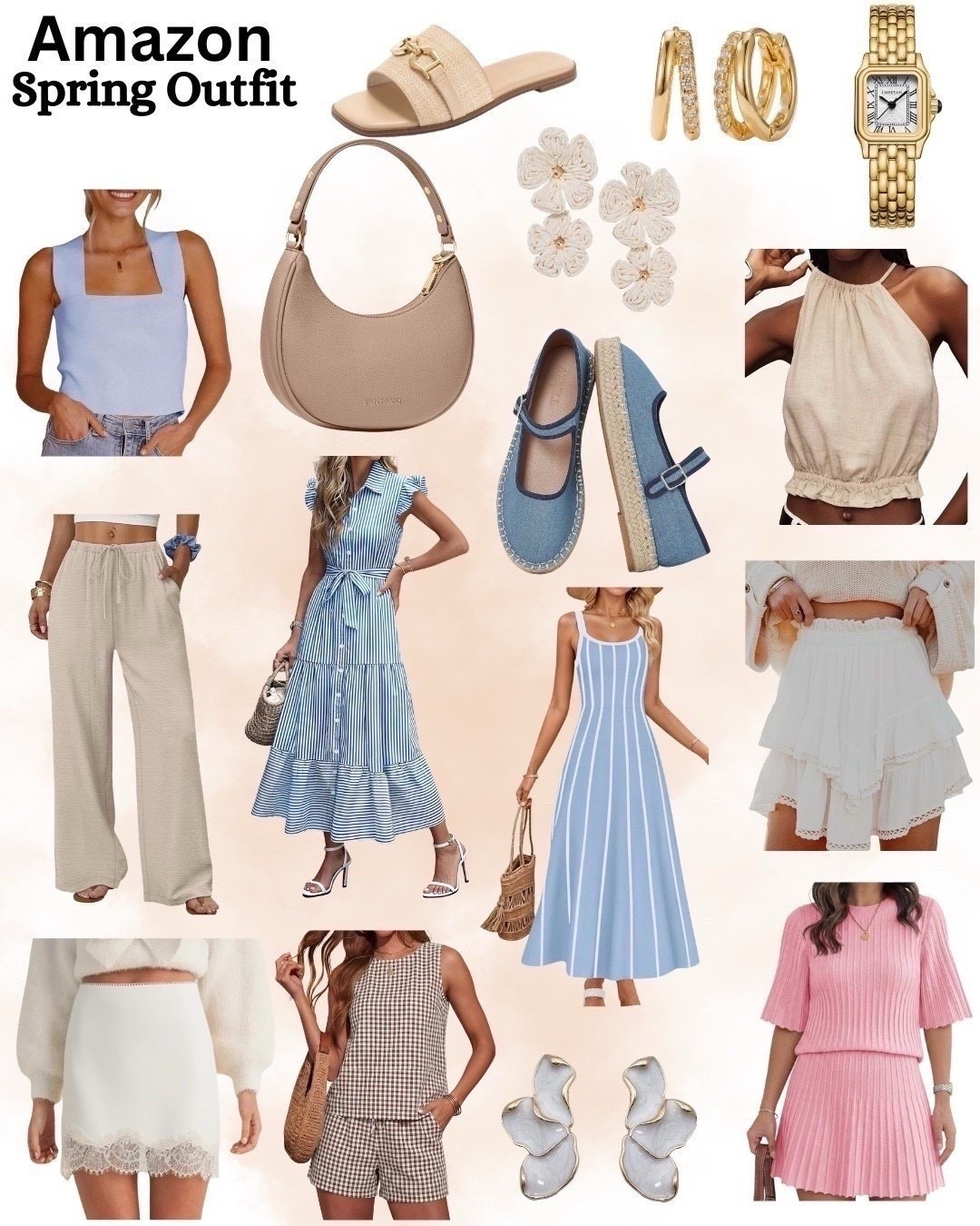 Spring outfit. Spring style. Spring jewelry. Pastel outfit. Spring sandals. Spring shoes. Spring jewelry. Amazon spring dress.

#LTKSeasonal #LTKTravel #LTKootd