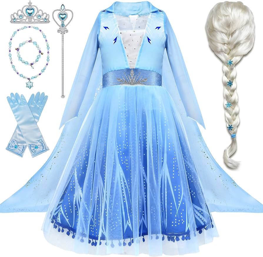 Tacobear 10Pcs Frozen Elsa Costume Dress For Girls Kids Toddler Princess Dress Up Clothes For Lit... | Amazon (US)
