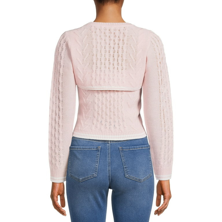 Love by Design Juniors Knit Shrug Cut out Sweater - Walmart.com | Walmart (US)