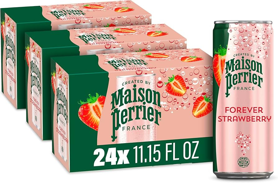 Maison Perrier Forever Strawberry Flavored Sparkling Water, 11.15 Fl Oz Cans, 8 Count, 3 Pack | Amazon (US)