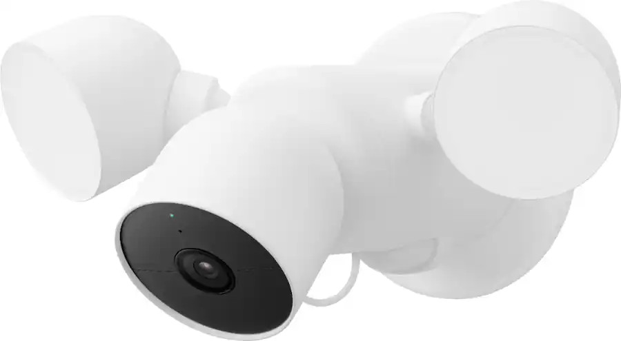 Google - Nest Cam with Floodlight - Outdoor or Wired - Smart Security Camera - Snow | Best Buy U.S.