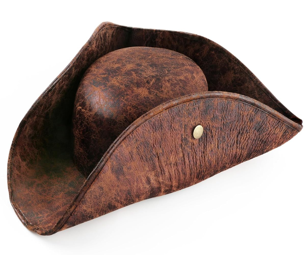 Srnede Pirate-Hat Women Tricorn Brown Pirate Men Leather Faux Leather Vintage Wrinkle Distressed | Amazon (US)