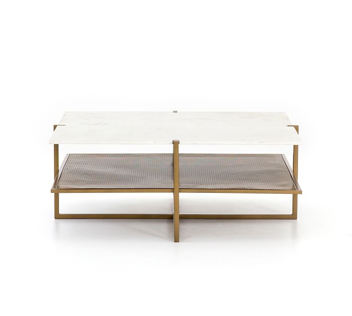 Hyla Marble Coffee Table, Brass, 41"L | Pottery Barn (US)