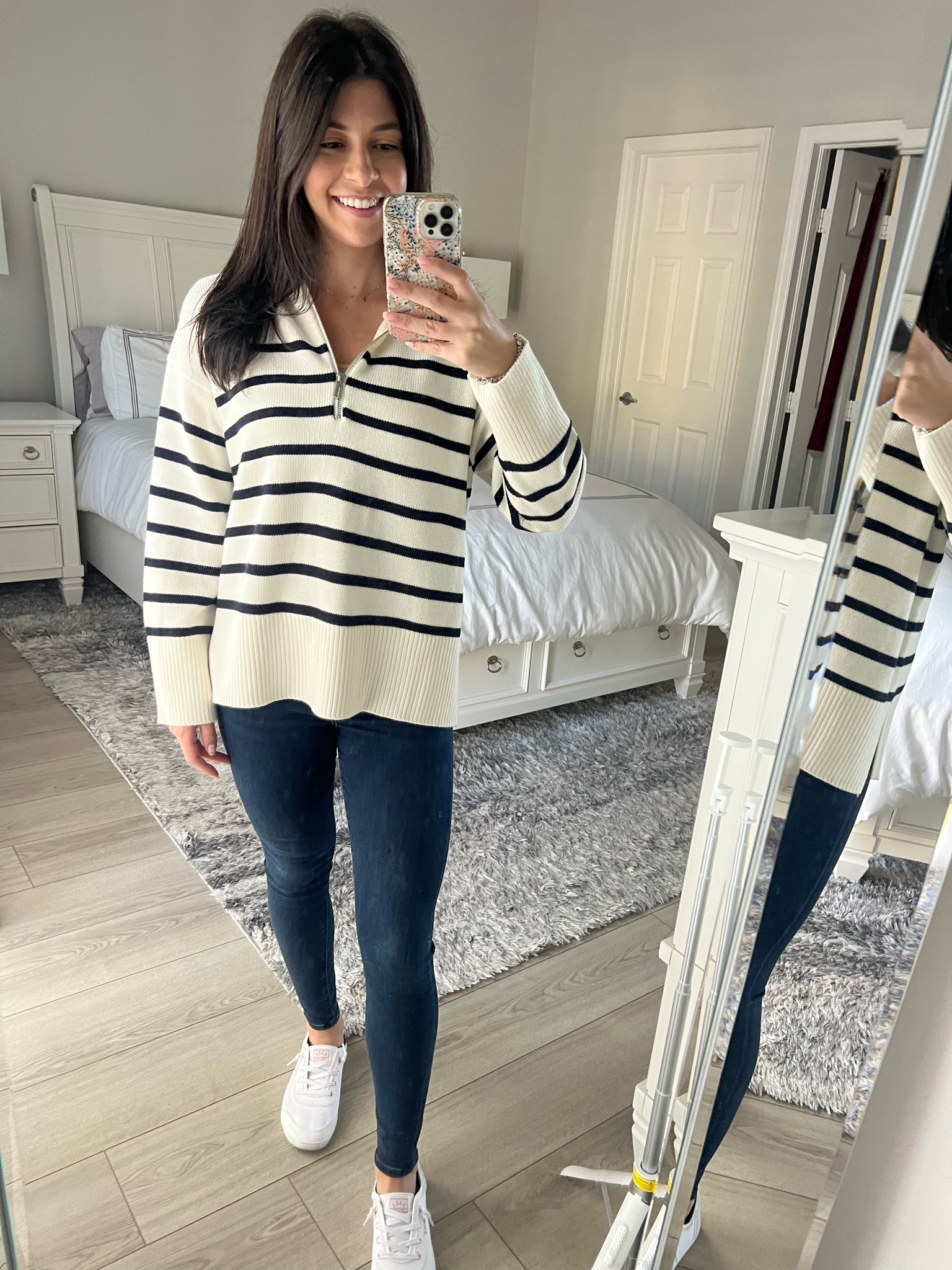 Wearing this adorable stripe sweater in size small

#LTKSaleAlert #LTKFindsUnder100 #LTKStyleTip