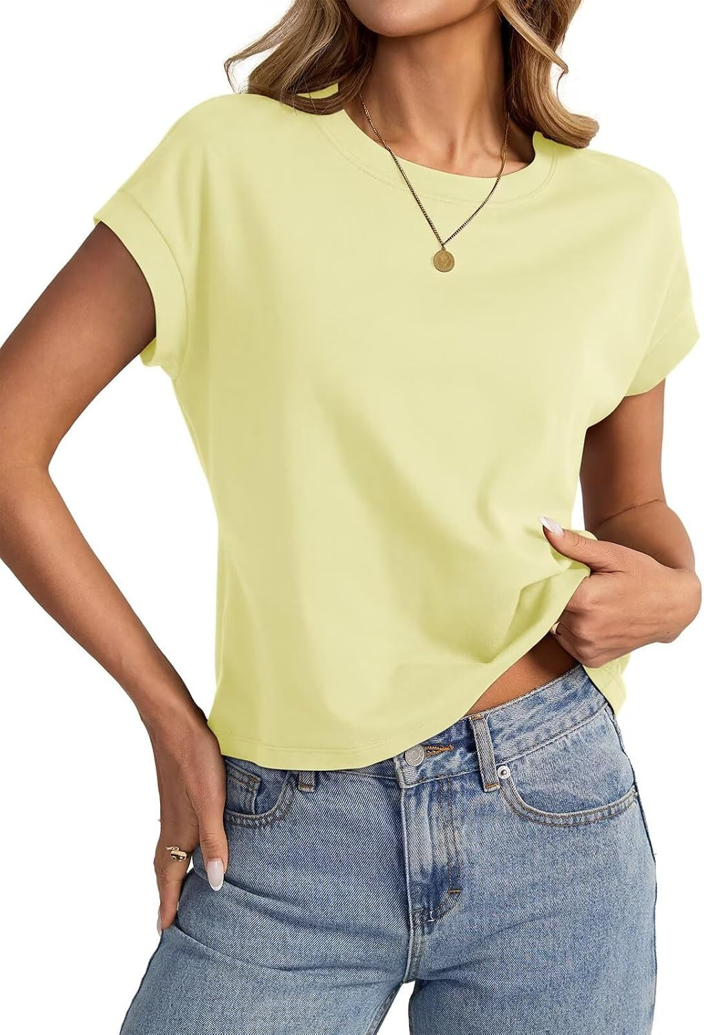 EasyGala Womens Cotton Crop Tops Loose Fit Crewneck Short Sleeve Summer Tee | Amazon (US)