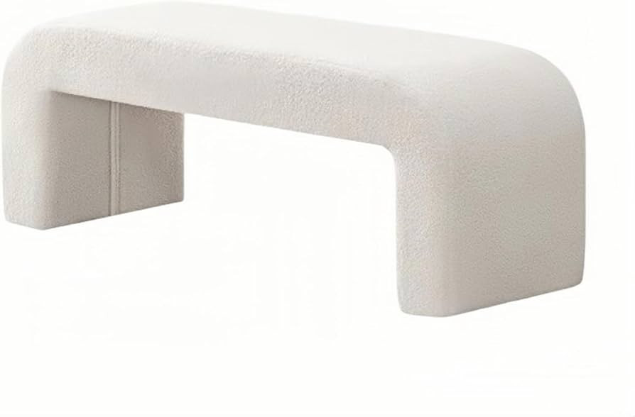Modern Fuzzy Sherpa Upholstered Ottoman Bench, Entryway Bench, End Bed Bench, Footrest for Bedroo... | Amazon (US)
