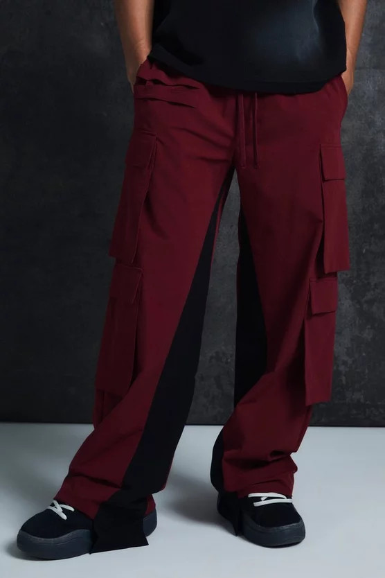 Trippie Redd Elasticated Waist Relaxed Technical Stretch Cargo Pants | boohooMAN (US & Canada)