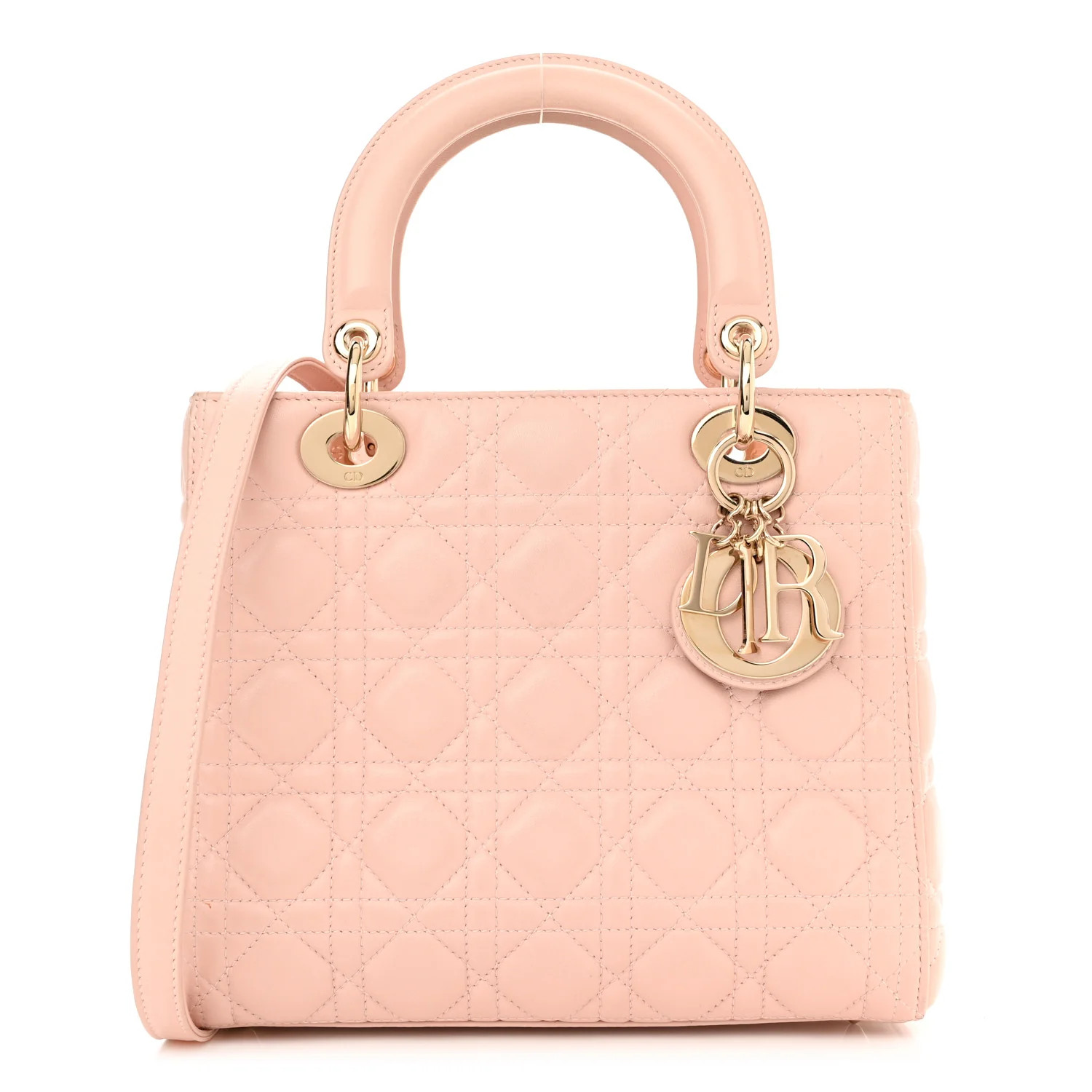 Lambskin Cannage Medium Lady Dior Light Pink | FASHIONPHILE (US)