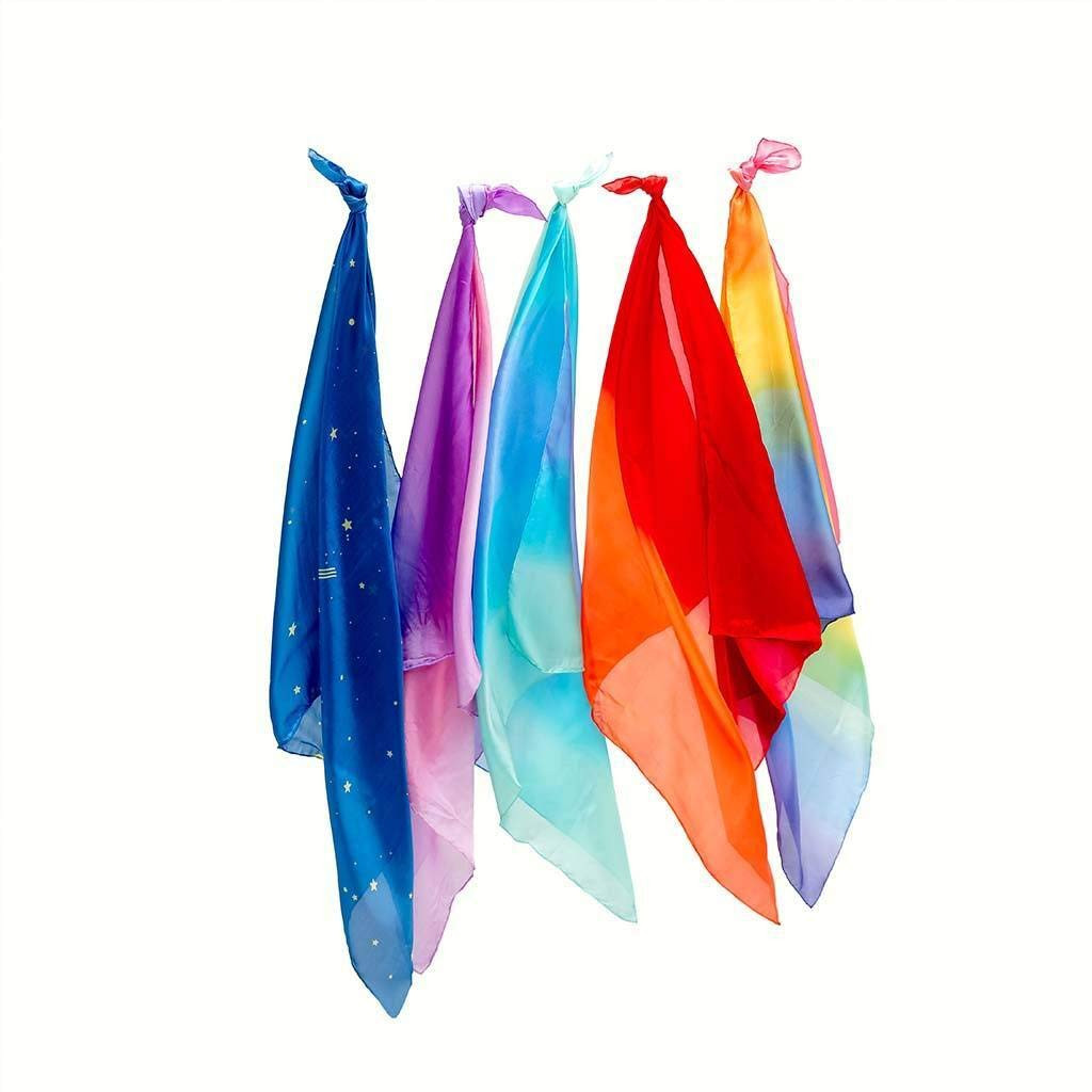 Sarah's Silks - Set of 5 Enchanted Mini Playsilks, 100% Silk 21" Square Scarf for Dance, Movement an | Amazon (US)