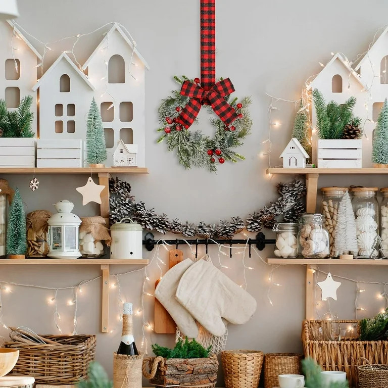 Dalrosia Small Christmas Wreath Mini Cabinet Wreaths for Kitchen Christmas Red Berry with Red and... | Walmart (US)