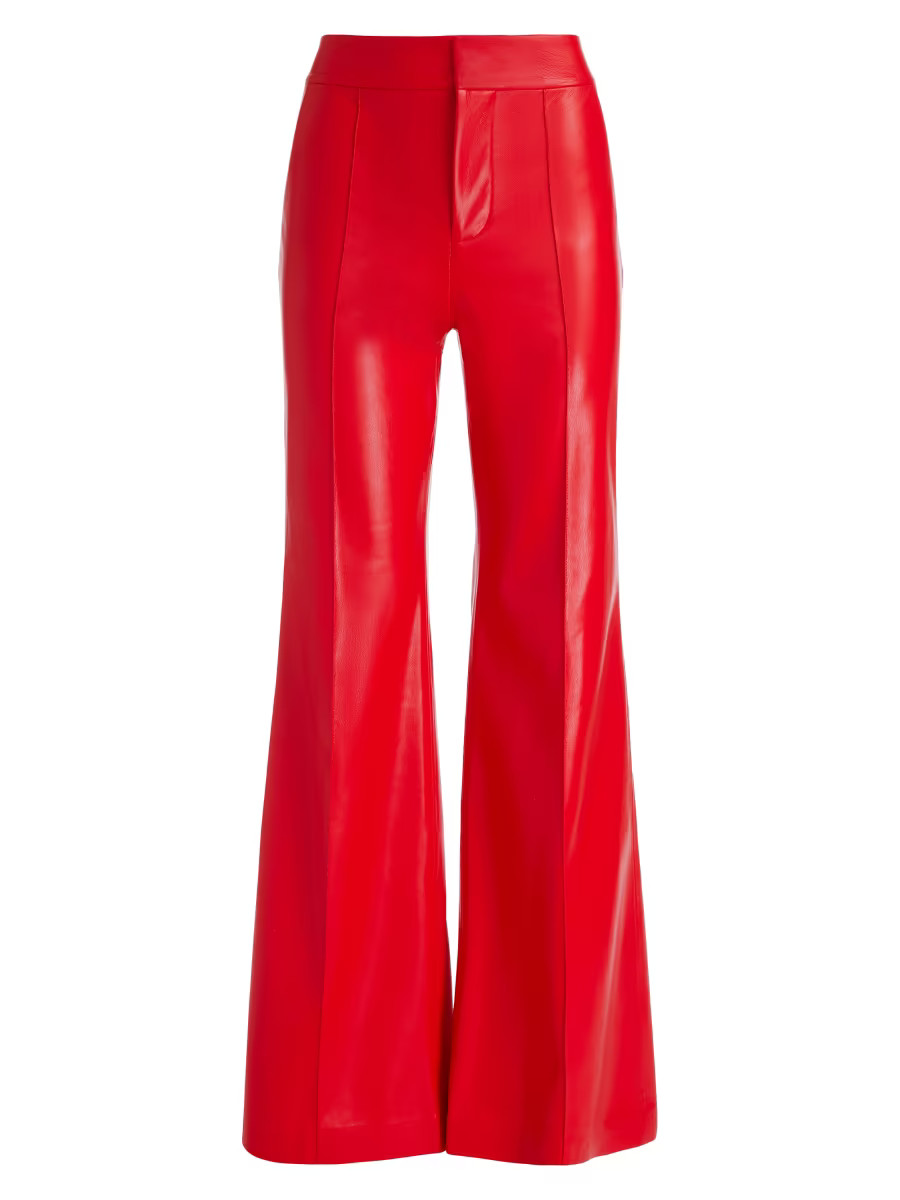 Alice + Olivia Dylan Vegan Leather High-Rise Pants | Saks Fifth Avenue | Saks Fifth Avenue