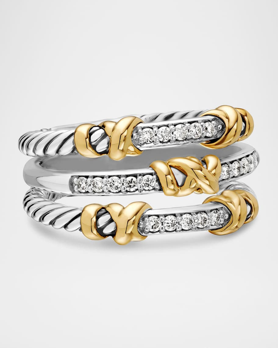 David Yurman Helena Ring with Diamonds and 18K Gold in Silver, 12mm | Neiman Marcus
