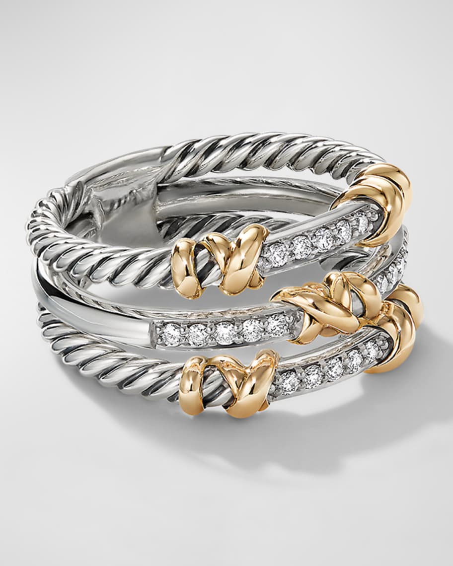 David Yurman Helena Ring with Diamonds and 18K Gold in Silver, 12mm | Neiman Marcus