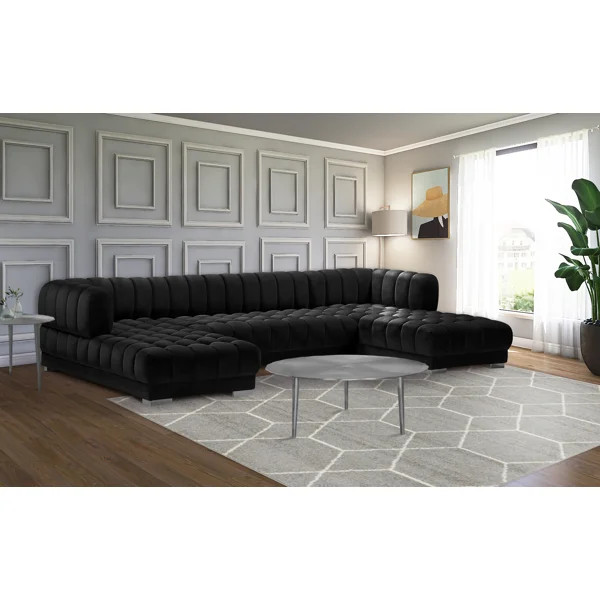 3 - Piece Velvet Sectional | Wayfair North America
