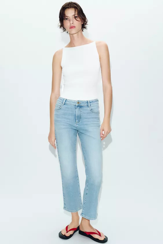 Z1975 HIGH-WAIST MINI bell bottom JEANS | Zara UK