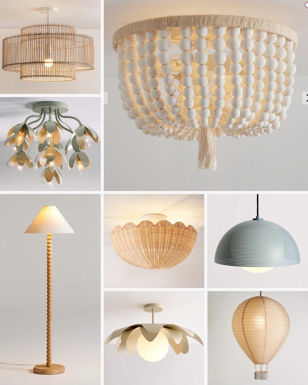 Neutral colored flush mount ceiling lighting + floor lamp for a baby nursery and kids bedroom.

#LTKHome #LTKBaby #LTKKids