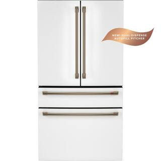 Cafe 28.7 cu. ft. Smart Four Door French Door Refrigerator in Matte White with Dual-Dispense Auto... | The Home Depot