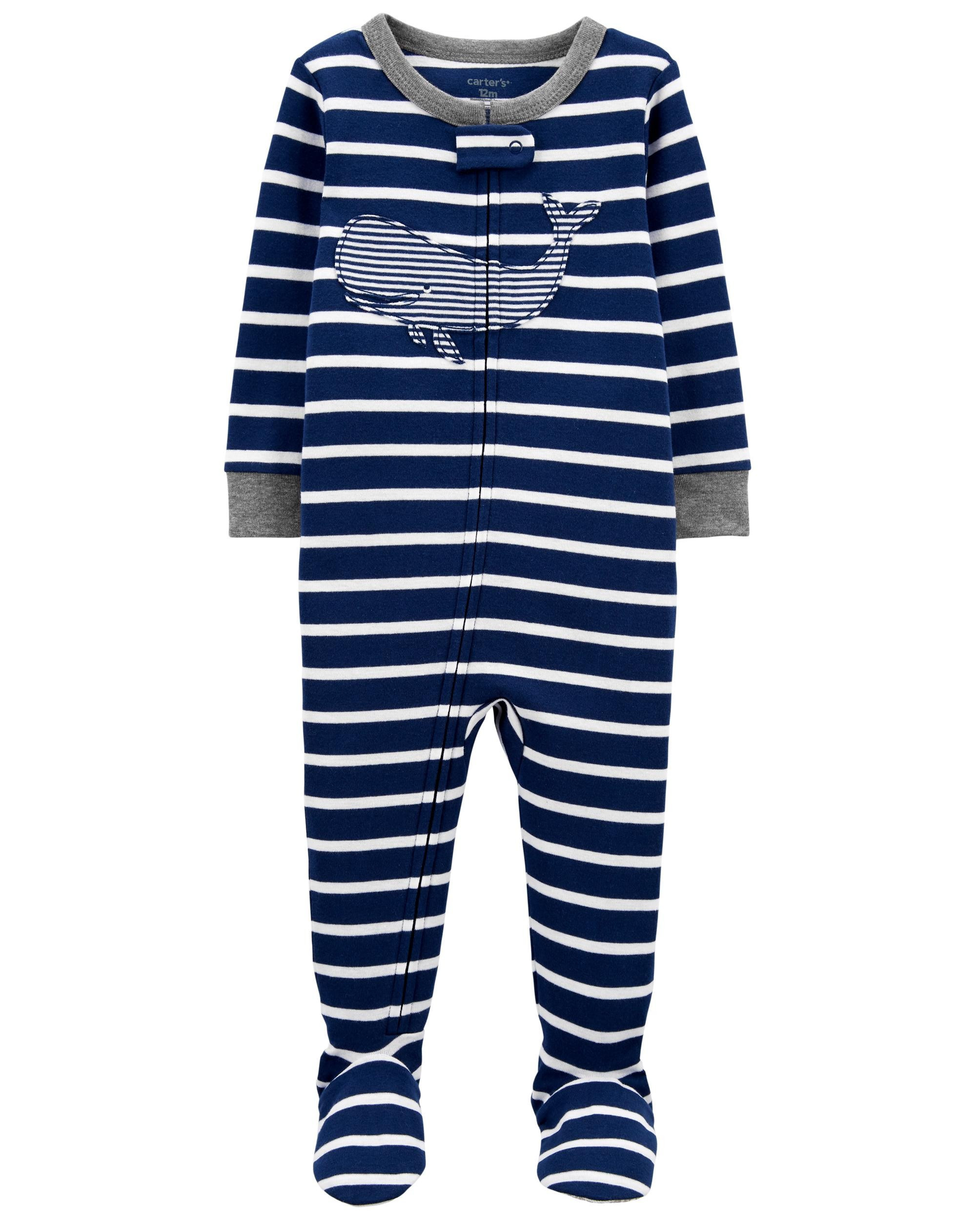 1-Piece Whale 100% Snug Fit Cotton Footie PJs | Carter's