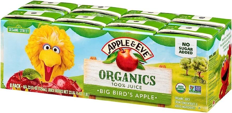 Apple & Eve Sesame Street Organics, Big Bird's Apple Juice, 4.23 Fluid oz, 40 Count | Amazon (US)