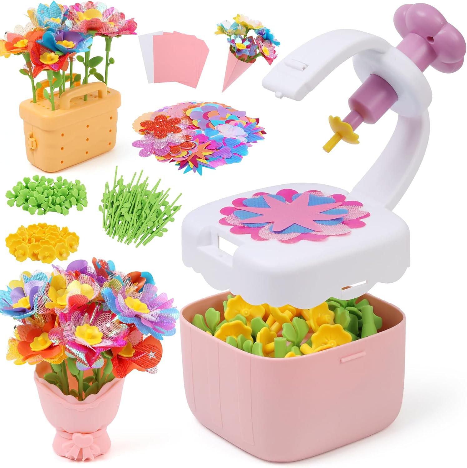 IQKidz Flower Bouquets Toy for Girls, DIY Arts and Crafts Kits for Kids Ages 4-6 6-8, STEM Flower Making Set with Storage Box & Basket, Birthday Gift for Age 5-7 8-10 Years Old | Amazon (US)