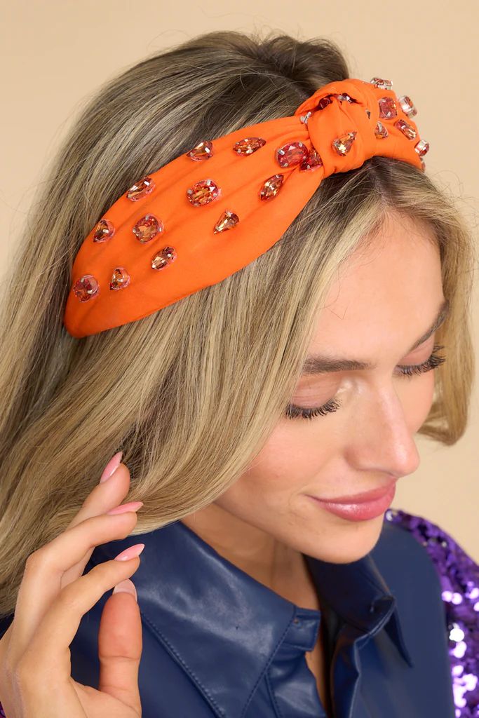 Life Lessons Pumpkin Orange Bejeweled Headband | Red Dress 