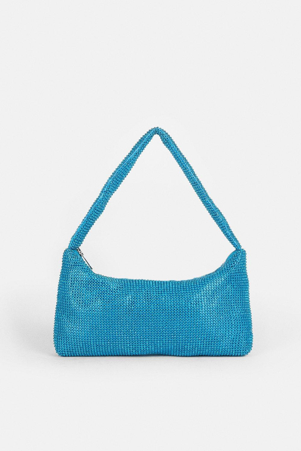 Diamante Rhinestone Slouch Shoulder Bag | Karen Millen US