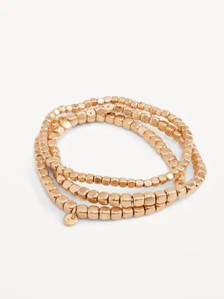 Gold-Toned Beaded Stretch Bracelet 3-Pack for Women | Old Navy (US)